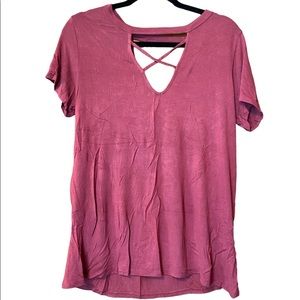 West Coast Love Fall everyday boho shirt maroon with lace-up front